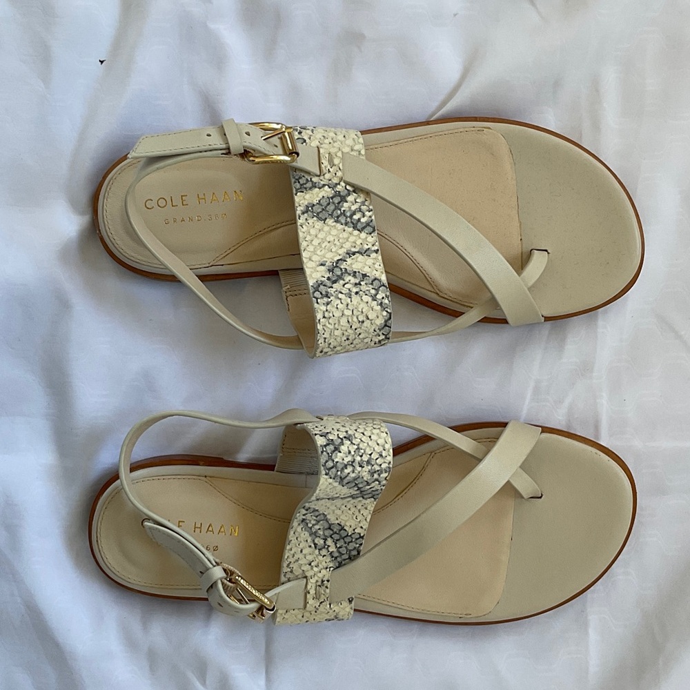 Cole Haan Women's Cream and Snake Print Sandals